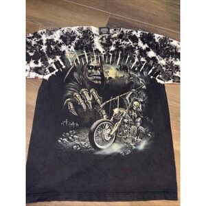 DAVID CAREY SKULL SHIRTZ STUDDED T-SHIRT MEN Large FRIM REAPER MOTORCYCLE GLOWS